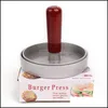 Meat gevogelte gereedschap aluminium legering ronde vorm hamburger press keuken gereedschap houten handgreep anti -aanbak hamburger maker hamburgers schimmel bijen otmey