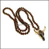 Pendant Necklaces New Bohemian Tauren Cow Bl Head Necklace Long Chain Gold Horn Stylish Women Men Fashion Jewelry Gift Drop Delivery Dhrib