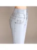 Women's Jeans Xisteps Plus Size Skinny Women Blue Black Denim Pants High Waist Flared Feminino Stretch Trousers Autumn 230111