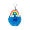 Keychains Lanyards Fashion Pompoms Keychain Rainbow Plush Hairball Key Chains Decorative Pendant For Women Bag Charms Accessories Dh2Lk