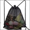 Storage Bags Home Reusable Shop Bag Fruit Vegetables Grocery Shopper Tool Mesh Fabric Dstring Sack Rrb14962 Drop Delivery Garden Hou Otk8T