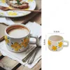 Plates Korean Style Dinner Plate Creative Hand-painted Cup Small Fresh Mug Fruit Vegetable Salad Dinners Ceramic Coffee Cups