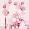 Decoração de festa 86 pçs/conjunto Aron Balloon Garland Arch Kit Balões Rosa Bebê Confete Para Chuveiro Menina Aniversário Casamento Drop Delivery Dhmay