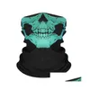 Feestmaskers Hoogwaardige Halloween Skl Skelet Black Motorcycle MTI Functie Hoofdkleding Hoed SCRAP NEK Sport Face Winter Ski Mask Dro Dh7ef