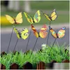 Décorations de jardin Long bâton papillon artificiel décoration de la maison 50 pcs / lot décor papillons extérieurs BH4611 livraison directe patio la dhlbj