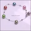 Perlé Factory Direct Fashion Sterling Sier Chaîne faite à la main avec 4 pièces Bracelet de perles d'eau douce Charms réglables Cadeau pour femme Sz Otk9R