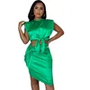 Abito a due pezzi Echoine Summer Green Silk Hight Quality Canotta senza maniche Gonna a pieghe con lacci Gonna a due pezzi Set di gonna skinny Abiti T230113