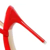 Sandales femmes 10.5 cm talons hauts or dame brillant cuir décapant sangle sandales femme mariage mariée bal Sexy fétiche rouge chaussures
