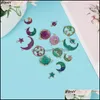 Charms 8st/Pack Star Moon Sky Universe Emamel Metal for Earring Armband DIY Jewelry Making Drop Leverans Fyndkomponenter Otaxn