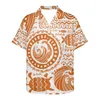 Męskie koszule na guziki Lapel-Down-Down Shirt krótkie rękawie Polinezyjska druk hawajski trend w stylu na co dzień wszechstronny 2023