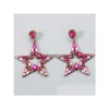 Lampadario pendente Gioielli di moda Hollwed Orecchini con diamanti a cinque stelle Colorf Rhinstone Orecchino a perno Consegna di goccia Dhb4J