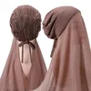 Vêtements ethniques Malaisie Mousseline Hijab Écharpe Avec Bandage Antidérapant Femmes Musulmanes Respirant Islam Long Châle Bandeau Mode Turban Headwrap