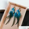 Stud Boheemian Fashion Jewelry Vintage Feather Earrings Tassels Dangle Drop Delivery DHLS7