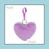 Key Rings Lovely Love Heart Shaped Chain Cute Soft Pompom Bag Car Pendant Sweet Keychain For Woman Girls Accessories Gift Drop Deliv Otf6J