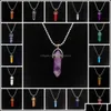 女性用のペンダントネックレスAgate Jade Gold Sier Necklace Black Crystal Quartz Healing Natural Stone Yzedibleshop Drop Delivery Jewe Dhlic