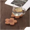 Mats almofadas de cortiça Coasters bebidas reutilizáveis ​​Coaster natural de 4 polegadas de flor de flor de madeira para mesa de vidro mesa lx4728 entrega de gota home ga dhjmc