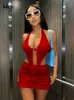 Vestido de dos piezas Temperamento sólido Conjunto de dos piezas Mujeres Sexy Cuello bajo Halter Forma irregular Chaleco con cordones Falda flaca Señora Streetwear Trajes T230113