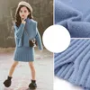 Roupas Conjuntos de 2pcs crianças crianças meninas bebês etono roupas de inverno tops suéter vestido elástico moda crianças conjuntos