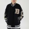 Men's Jackets Hip Hop Furry Bone Patchwork Color Block College Mens Harajuku Casual Bomber Varsity Jacket Women Baseball Coats UnisexMen's