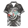 Casual shirts voor heren alledaags shirt losse mode top mannen korte mouw v nek zomer polynesisch traditioneel tribaal ontwerp tattoo -patroon