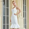 الفساتين غير الرسمية Adyce 2023 الصيف أبيض ضمادة الضمادة مثيرة السباغيتي حزام بلا أكمام