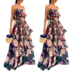 Vestido de dos piezas Mujer Verano Boho Beach Conjunto de dos piezas Conjunto de falda sexy Crop Top Maxi Falda larga Estampado floral Volantes Cintura alta Casual Dos piezas T230113