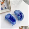 Kelepçeler Orta Ekleme Yarı Direktif Ayçiçeği Primrose Desen Saç Uzunluğu 8.5 cm Kadın Asetik Asit Mavi Çiçekler At kuyruğu Pençe Klipler S DH2UB