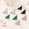 Enkel 18k guldpläterad 925 Silver Luxury Brand Designers P-Letters Stud Geometric Famous Women Triangle Crystal Rhinestone Pearl Earring Wedding Party Jewerlry