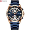 Wristwatches Gold Watches Mens Luxury Top Brand CURREN Quartz Wristwatch Fashion Sport and Causal Business Watch Male Clock Reloj Hombres 230113