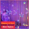 Juldekorationer LED -stj￤rnlampa Gardin Garland Fairy String Lights Decoration Outdoor For Holiday Wedding Party 2023 Year Dec D Dhnki