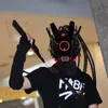 Maski imprezowe rurowe dreadloki cyberpunk cosplay shinobi siły specjalne samuraj trójkąt projekt el z LED Light 230113