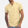Hommes chemises décontractées Baggy coton lin couleur unie à manches courtes rétro t hauts 2023 mode impression pour hommes grande taille Streetwear