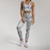 Aktywne zestawy Asheywr Women Trening Suit Drukuj seksowny trening biegowy oddychanie szybkie suche jogging Slim Mass Joga Set Kobieta