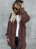 Kadınlar Kürk Faux Yıl Bahar Oyuncak Ayı Ceket Ceket Kadın Moda Açık Dikiş Kapşonlu Kadın Uzun Kollu Bulanık 230112