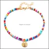 Anklets Selling Summer Bohemian Style Color Beaded Anklet Retro Alloy Scallop Pendant Foot Chain Drop Delivery Jewelry Otv58