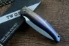 Twosun vouwpocket mes kleurrijke titanium handvat flipper d2 satijnen mes buiten camping jagen verzameld edc tool cadeau ts248