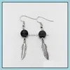 Dangle Chandelier Angel Wings Black Lava Stone Earrings Diy Aromatherapy Essential Oil Diffuser Earings Jewelry For Women Drop Del2055997