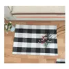 Tapis Plaid Coton Paillasson Tapis Tartan Buffalo Checkered Couches Tapis de porte Jeter pour porche d'entrée Cuisine Salle de bain 60x90c OTM6Z