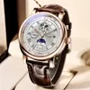 ساعة معصم Tevise Business Waterproof Mens Watches Top Brand Luxury Leather Watch for Men Moon Phase Automatic Wristwatch 230113