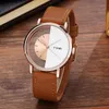 Wristwatches Unique Watch Creative Half Transparent Unisex Watch For Men Women Couple Geek Stylish Leather Wristwatch Fashion Quartzwatch 230113