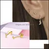 Stud 100 Real 925 Boucles d'oreilles Sier Sier pour les femmes Girls Ins Small Round Beads Oreille Boucle Fine Bijoux d'anniversaire Gift YME746 Drop livrer OTG5L