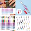 Nagelkonstpenna Pen Set 0,7 mm Tips 12 Färger 3D Doodle Penns DIY Makeup Supply Graffiti Kit för naturliga naglar Flower Drop Delivery Health DHOJ3