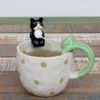 Tea Strainers Wood Carving Cat Bag Hanging Fishing Panda Filter Creative Hand carved Hand painted Cup Rim 230113