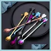 Spoons Long Handle Tea Black Rainbow Copper Gold Slier Cat Stainless Steel 304 Dessert Drop Delivery Home Garden Kitchen Dining Bar F Otiwu