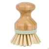 Brosses de nettoyage Pot Pan Lavage Outil Durable Plat Épurateur Rond Manche En Bois Mini Mtifonctionnel Vaisselle Brosse Poils En Gros L Dhsjn