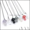 H￤nge halsband naturlig sten svamp kristall halsband ametyst kvarts chakra pendo helande smycken droppleverans h￤nge dh0mb