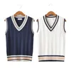 Men s Vests Mens Fashion Winter Thick V Neck Sleeveless Sweater Cotton School Uniform Loose Knitting 230112