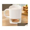 Tasses Bon prix 48 pièces 250Ml tasse à café en céramique côté Cookie Biscuit porte-poche jus de lait citron tasse Drinkware pour ami anniversaire Dhcw8