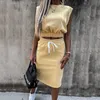 Zweiteiliges Kleid 2021 Mode Dame Rock Anzüge Sexy ärmellose Tops und lässige Kordelzug Röcke Outfits Sommer Frauen Zweiteilige Sets Streetwear T230113
