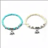 Kralen 12 Stuks Mode Natuursteen Howliet Turquoise Olifant Boeddha Kralen Yoga Armband Chakra Kristal Bedels Armbanden Sieraden Dro Dhw0I